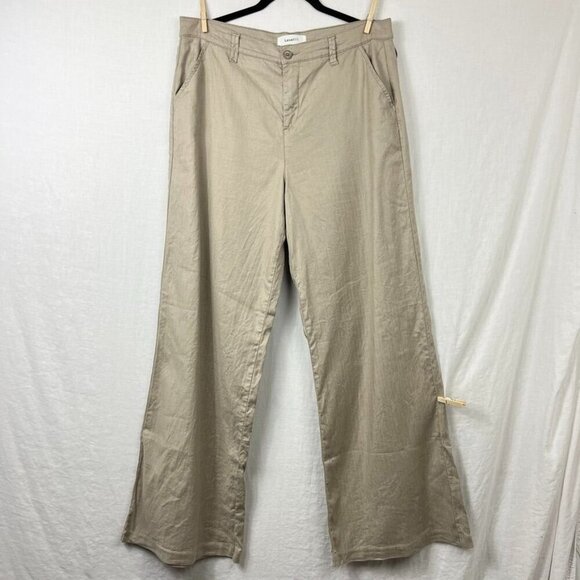 Level 99 Linen Lyocell Wide Leg Trousers Women 34x33 Actual Sz Career Minimalist - Picture 1 of 13